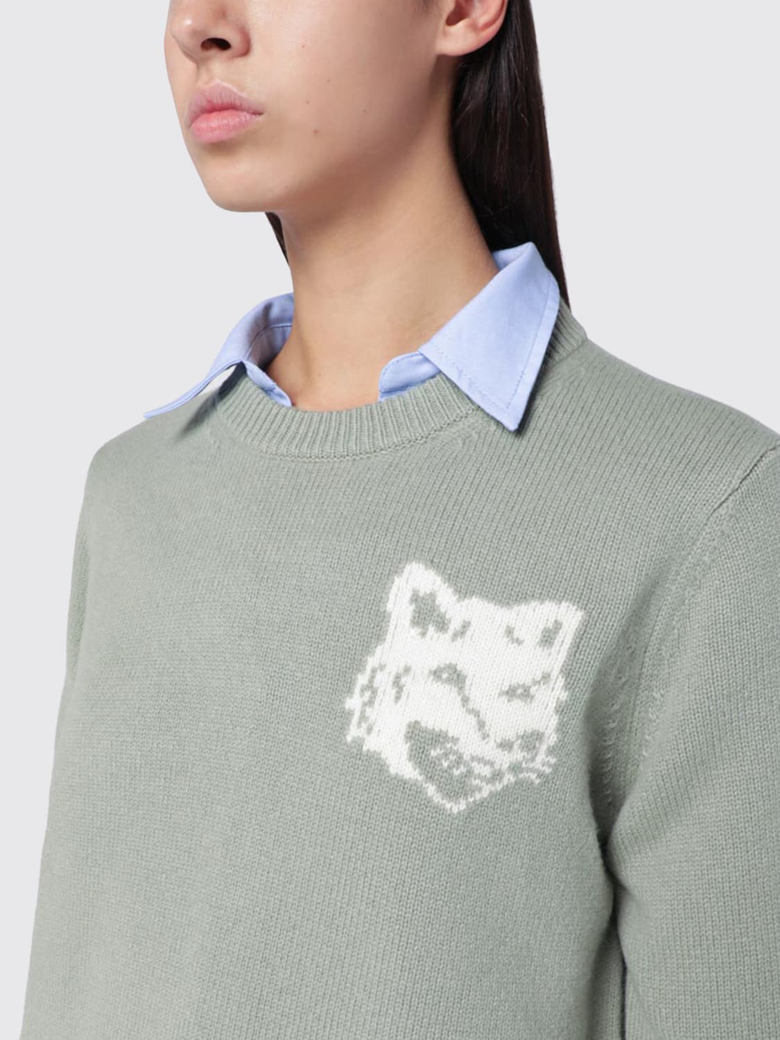 MAISON KITSUNÉ JERSEY: Jersey mujer Maison KitsunÉ, Verde - Img 3