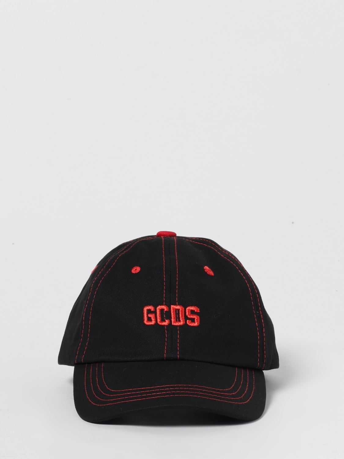 GCDS CAPPELLO: Cappello GCDS in cotone con logo ricamato , Nero - Img 2