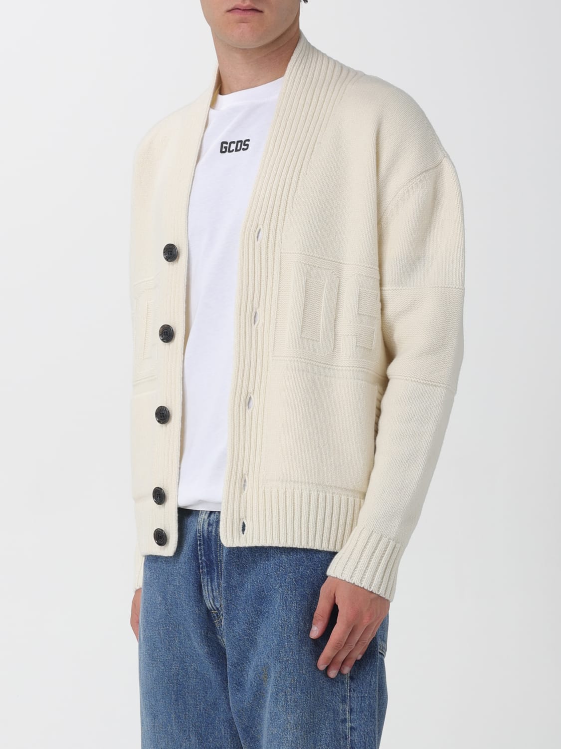 GCDS PULL: Cardigan homme GCDS, Ivoir - Img 3