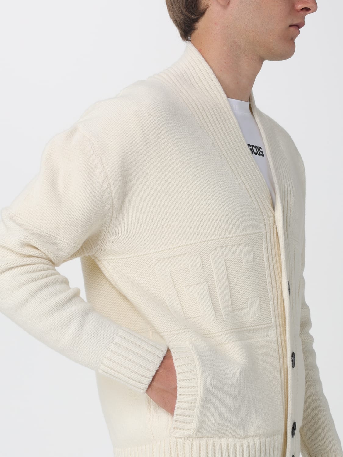 GCDS PULL: Cardigan homme GCDS, Ivoir - Img 4