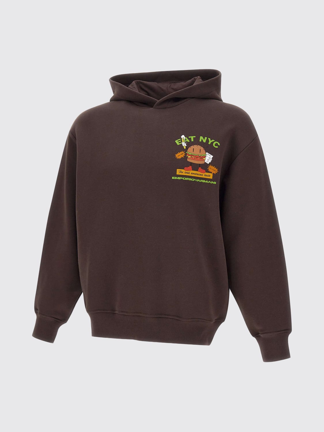 EMPORIO ARMANI FELPA: Felpa con cappuccio Emporio Armani in cotone con logo , Marrone - Img 2