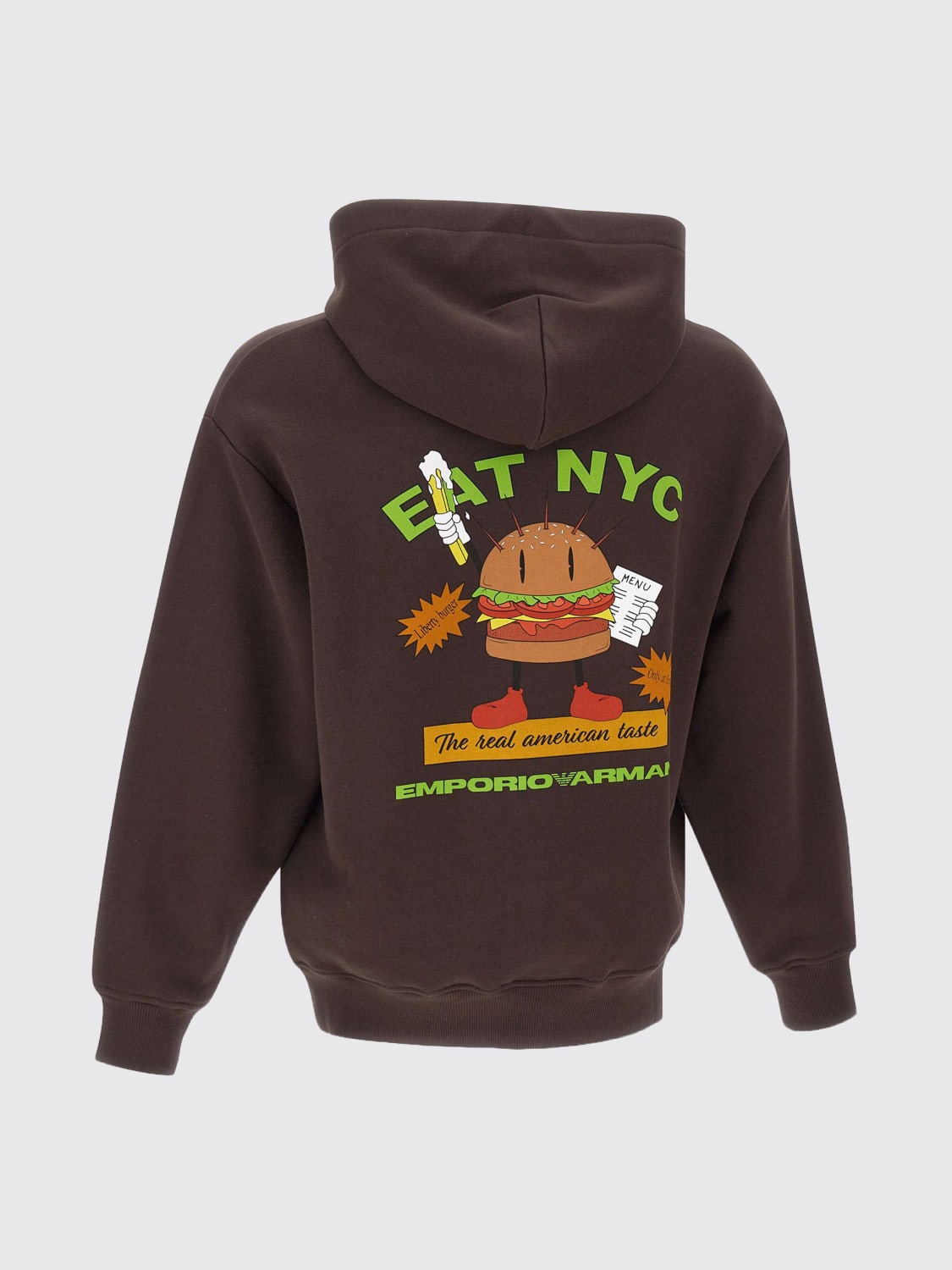 EMPORIO ARMANI FELPA: Felpa con cappuccio Emporio Armani in cotone con logo , Marrone - Img 3