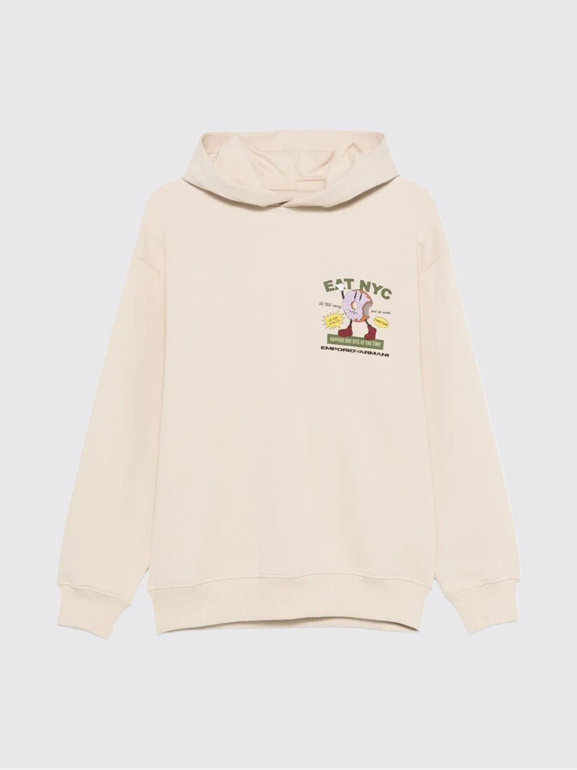 EMPORIO ARMANI FELPA: Felpa con cappuccio Emporio Armani in cotone con logo , Crema - Img 3