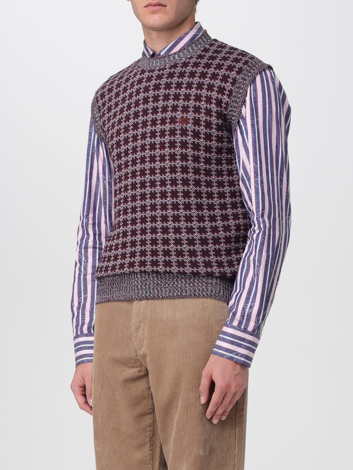 ETRO SUIT VEST: Sweater men Etro, Brown - Img 4