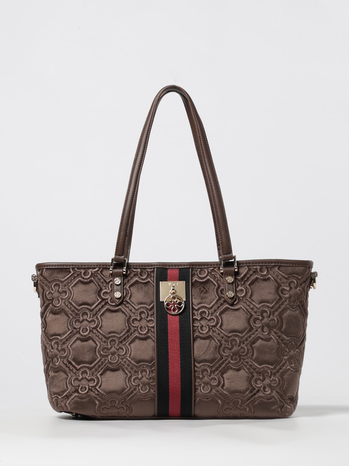 V73 BORSA A SPALLA: Borsa Shopping Cate V°73 in velluto con monogram trapuntato , Marrone - Img 1