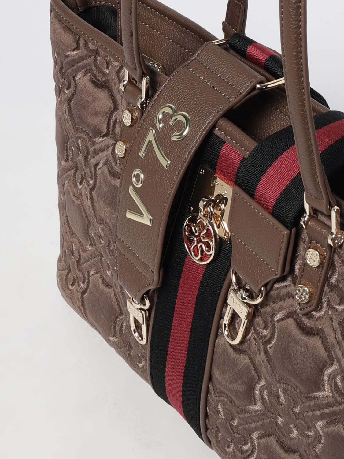 V73 BORSA A SPALLA: Borsa Shopping Cate V°73 in velluto con monogram trapuntato , Marrone - Img 3