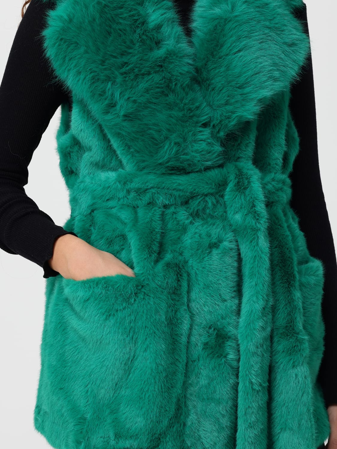 V73 ABRIGO DE PIEL: Chaleco mujer V73, Verde - Img 3