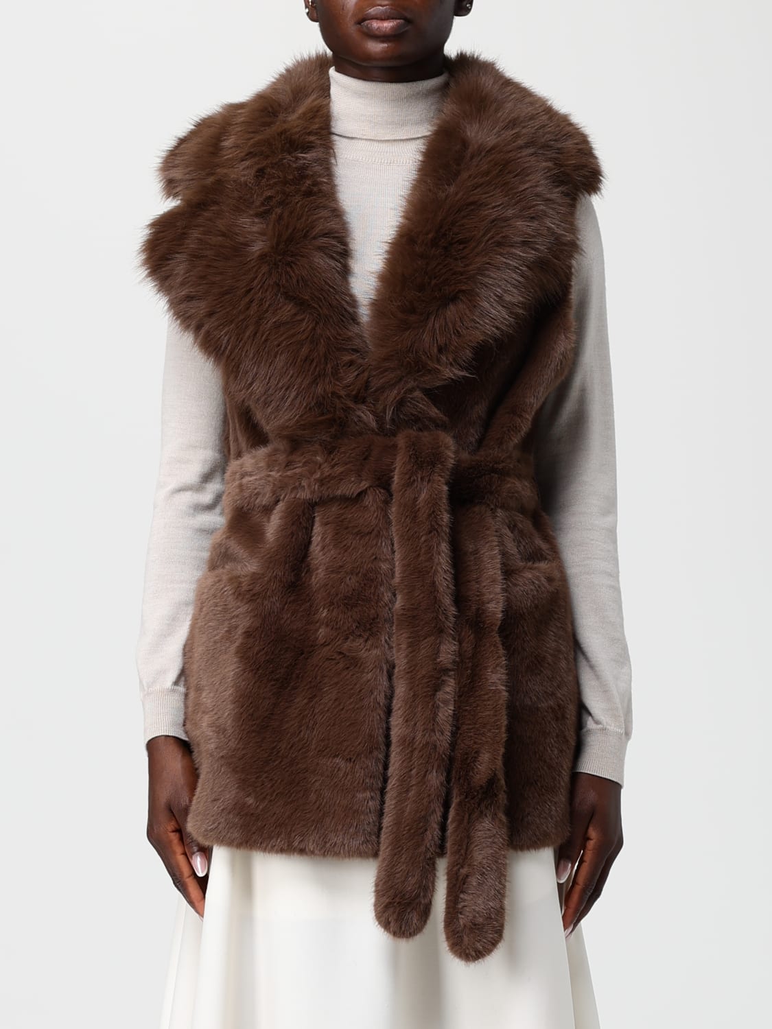 V73 FOURRURE: Gilet femme V73, Marron - Img 1