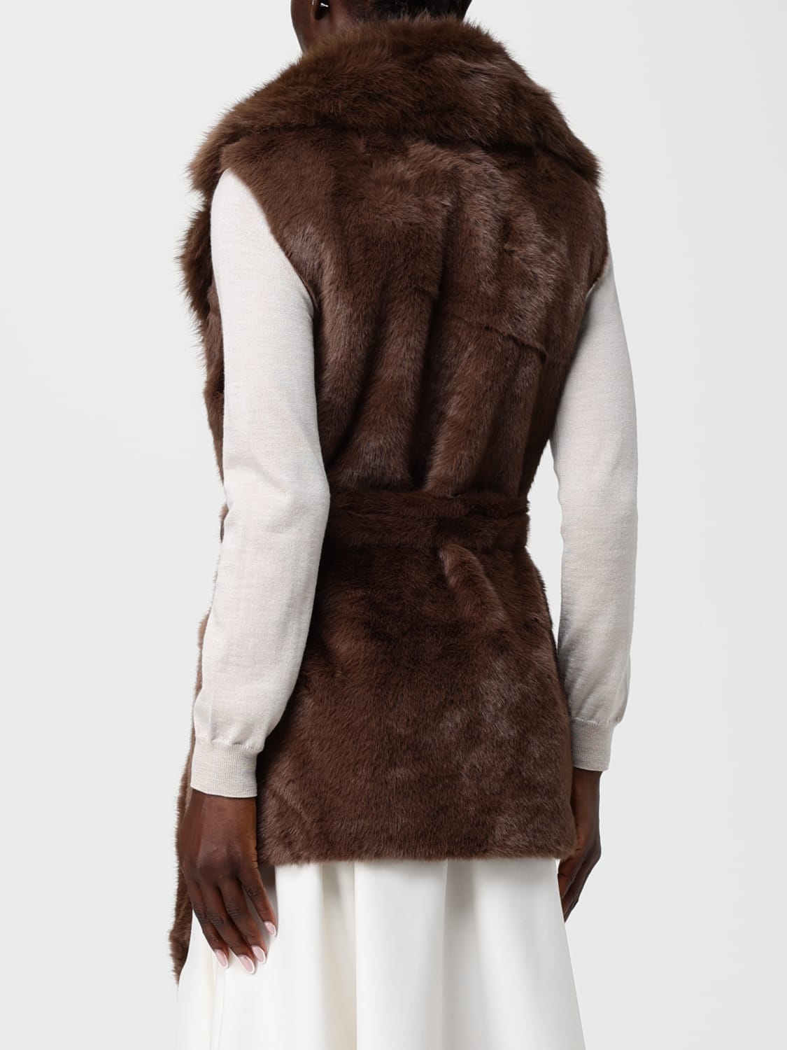 V73 FOURRURE: Gilet femme V73, Marron - Img 2