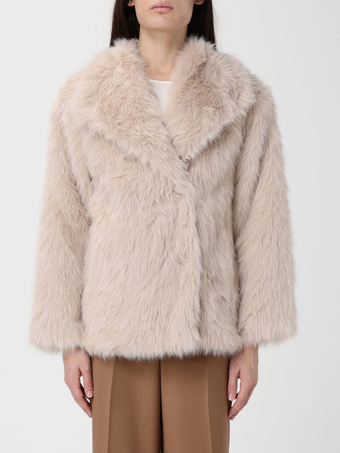 V73 FUR COAT: V73 women's fur, Beige - Img 1