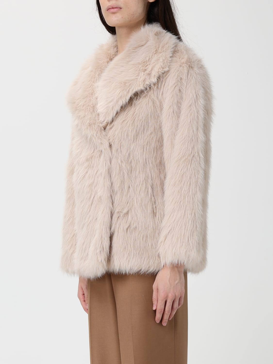 V73 FUR COAT: V73 women's fur, Beige - Img 3
