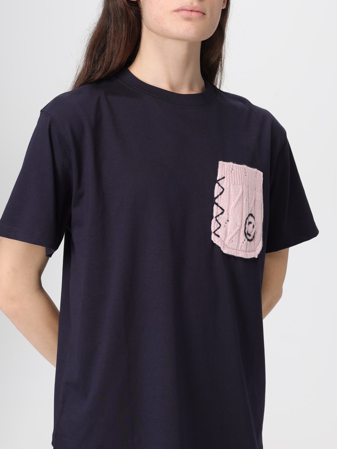 JOSHUA SANDERS T-SHIRTS: T-shirts in cotone con tasca a toppa Joshua Sanders, Blue - Img 3