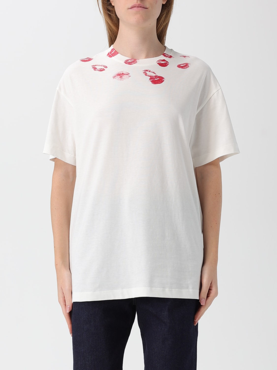 JOSHUA SANDERS T-SHIRTS: T-shirts in cotone stampata Joshua Sanders, Panna - Img 1