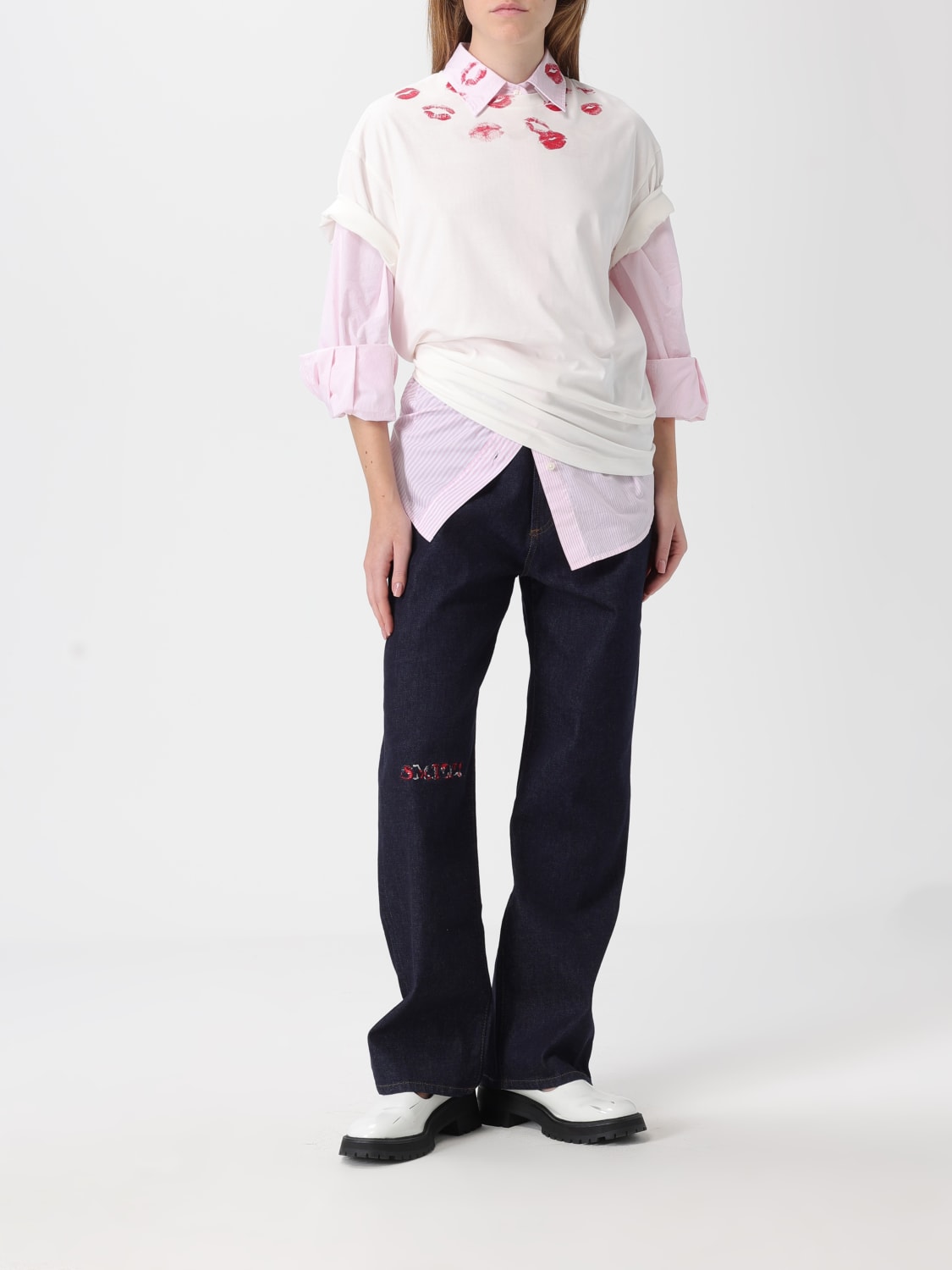 JOSHUA SANDERS T-SHIRTS: T-shirts in cotone stampata Joshua Sanders, Panna - Img 2