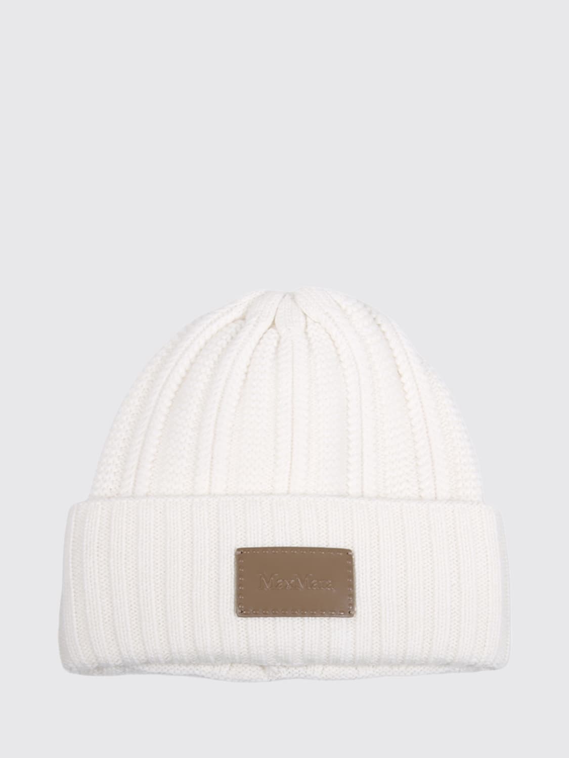 MAX MARA CAPPELLO: Cappello Max Mara in cashmere a coste, Bianco - Img 1