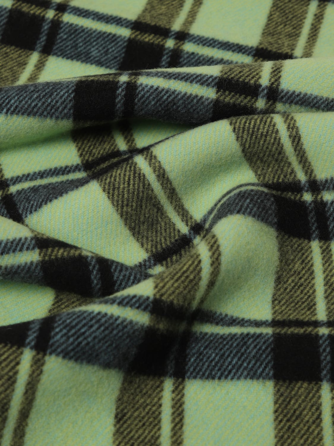 GANNI SCIARPA: Sciarpa Ganni in lana vergine check , Verde - Img 3