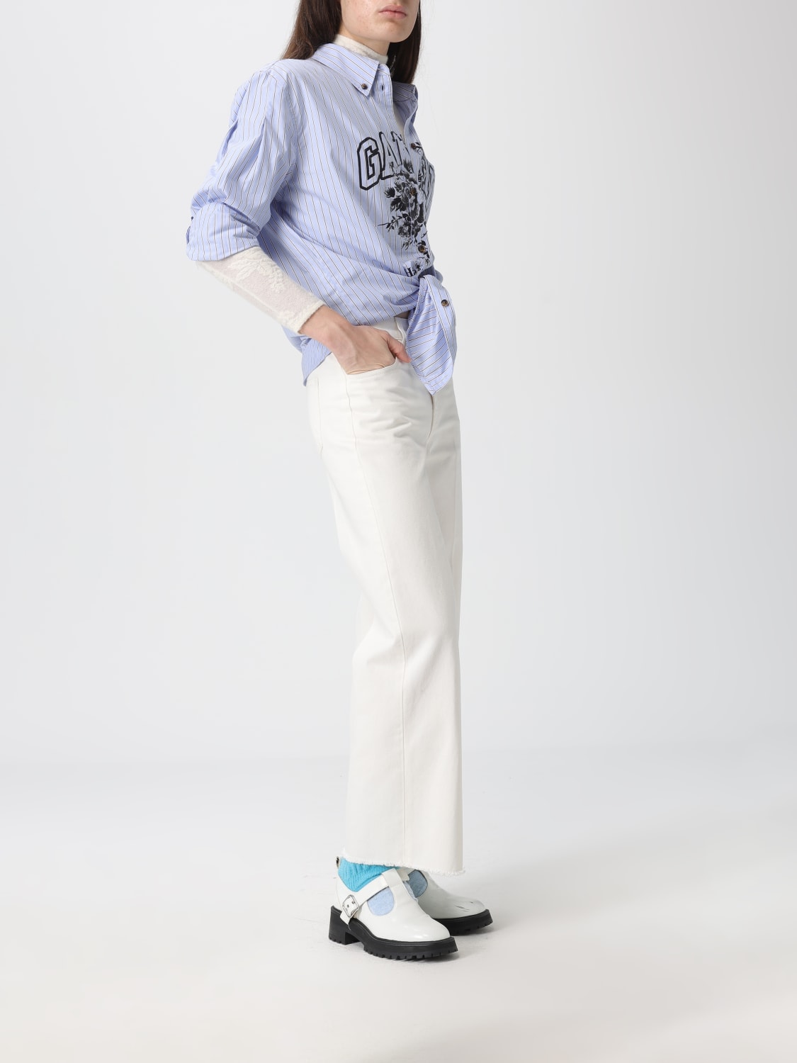 GANNI HEMDBLUSE: Hemdbluse damen Ganni, Blau - Img 2