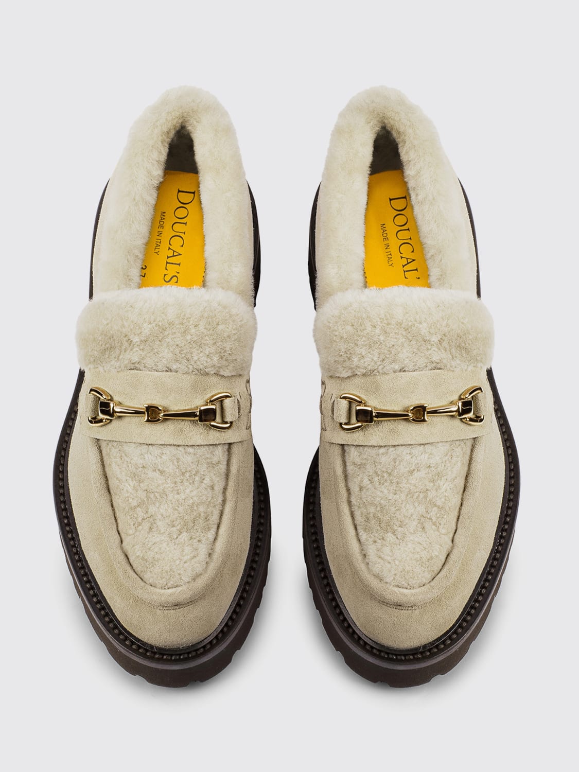 DOUCAL'S MOCASSINI: Mocassino Doucal's in camoscio e shearling , Sabbia - Img 3