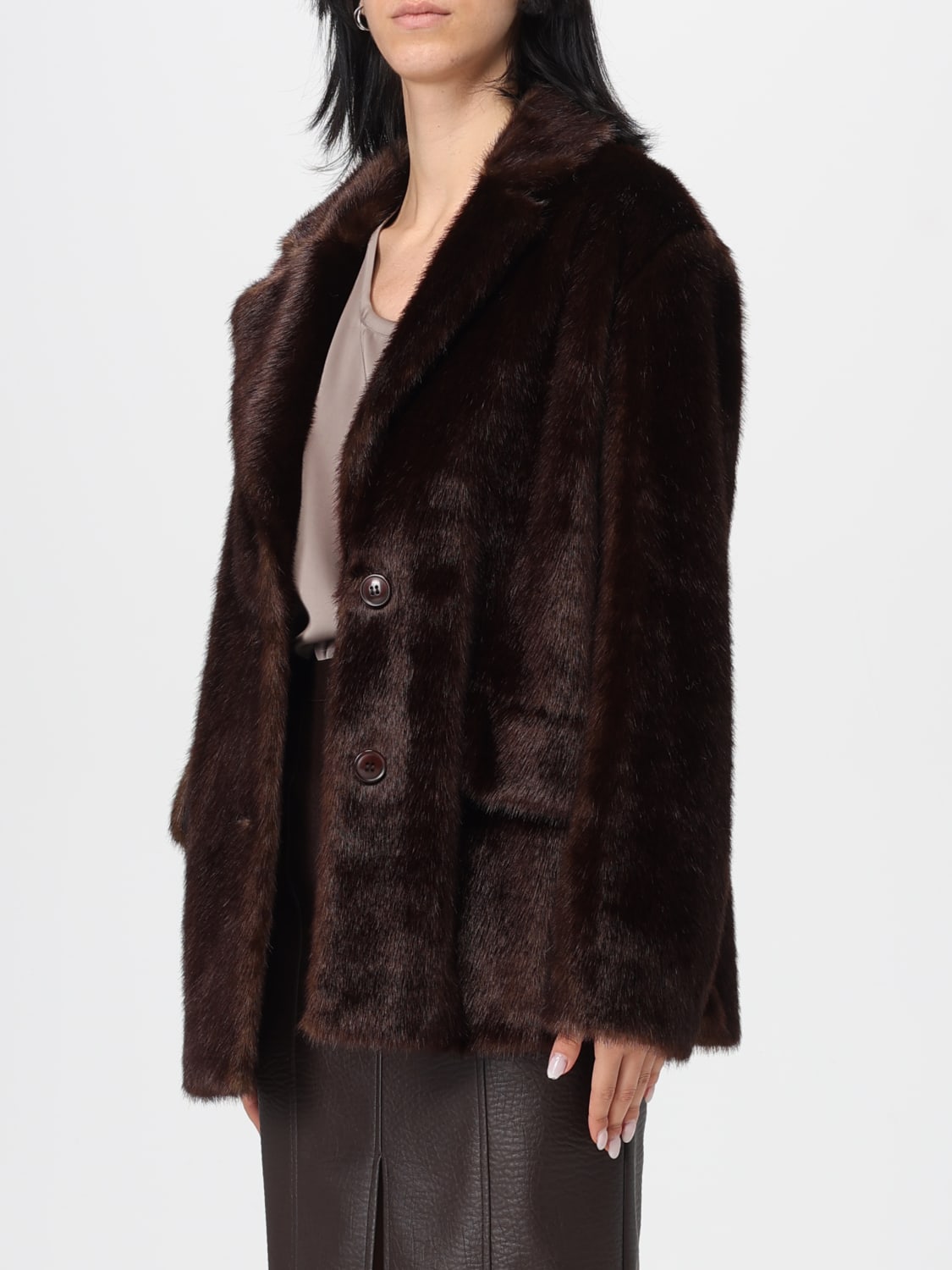 STAND STUDIO PELZMANTEL: Mantel damen Stand Studio, Braun - Img 3