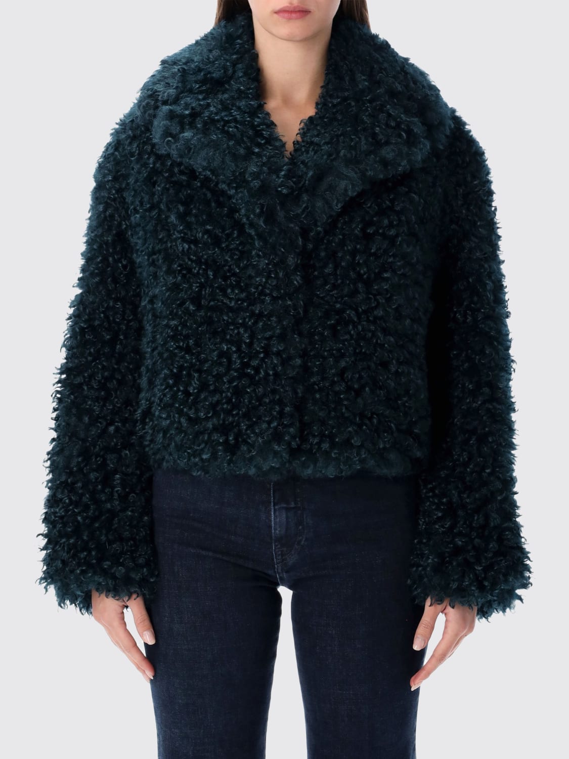 STAND STUDIO ABRIGO DE PIEL: Abrigo mujer Stand Studio, Petróleo Azul - Img 1