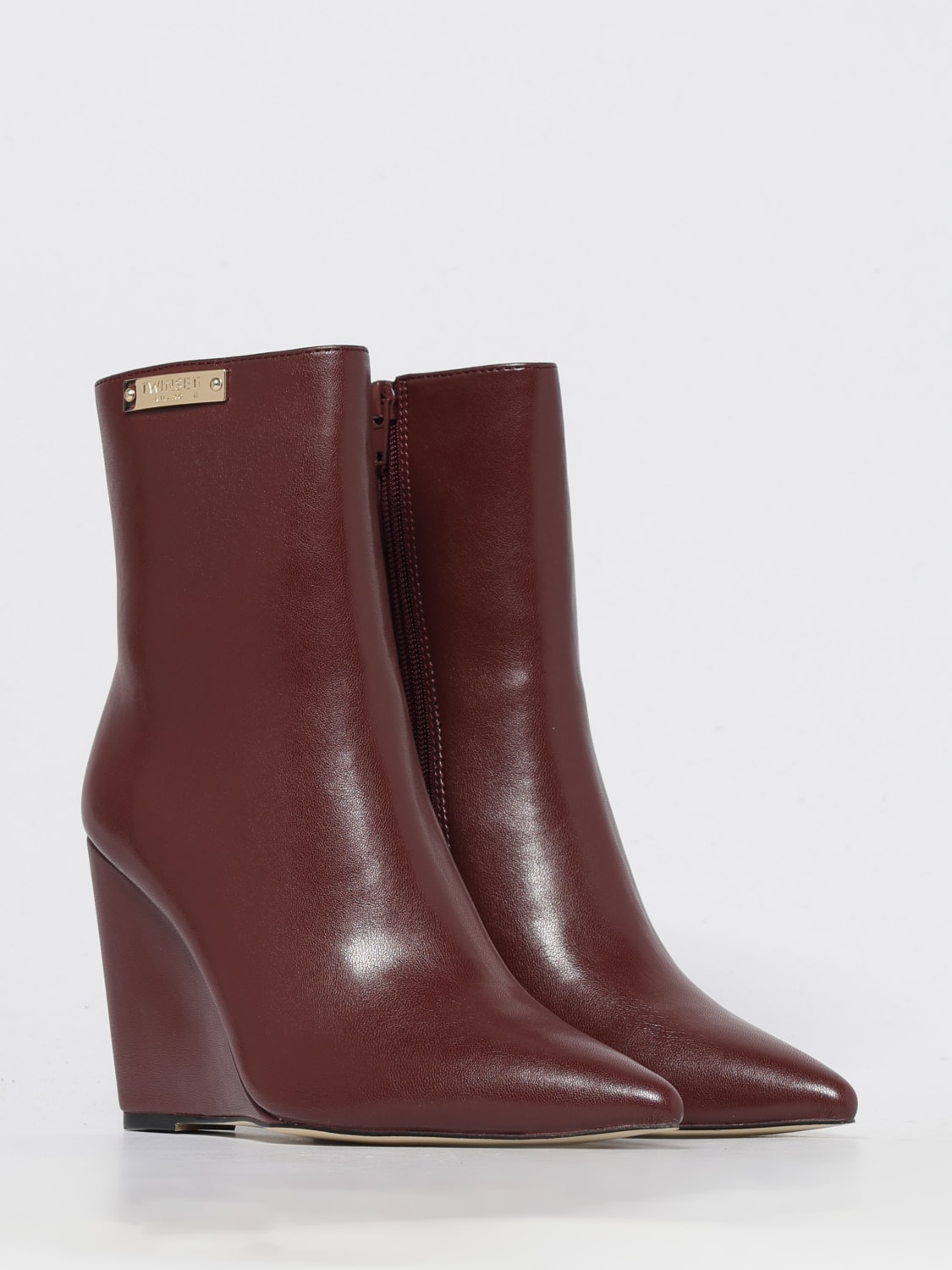 TWINSET BOOTS: Flat ankle boot woman Twinset, Burgundy - Img 2