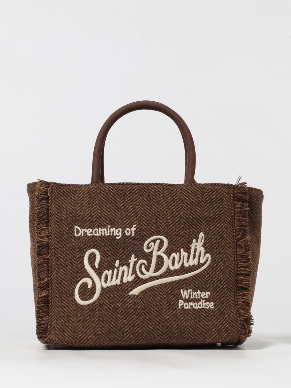 MC2 SAINT BARTH BORSA A MANO: Borsa Colette Mc2 Saint Barth in misto lana jacquard, Cammello - Img 1