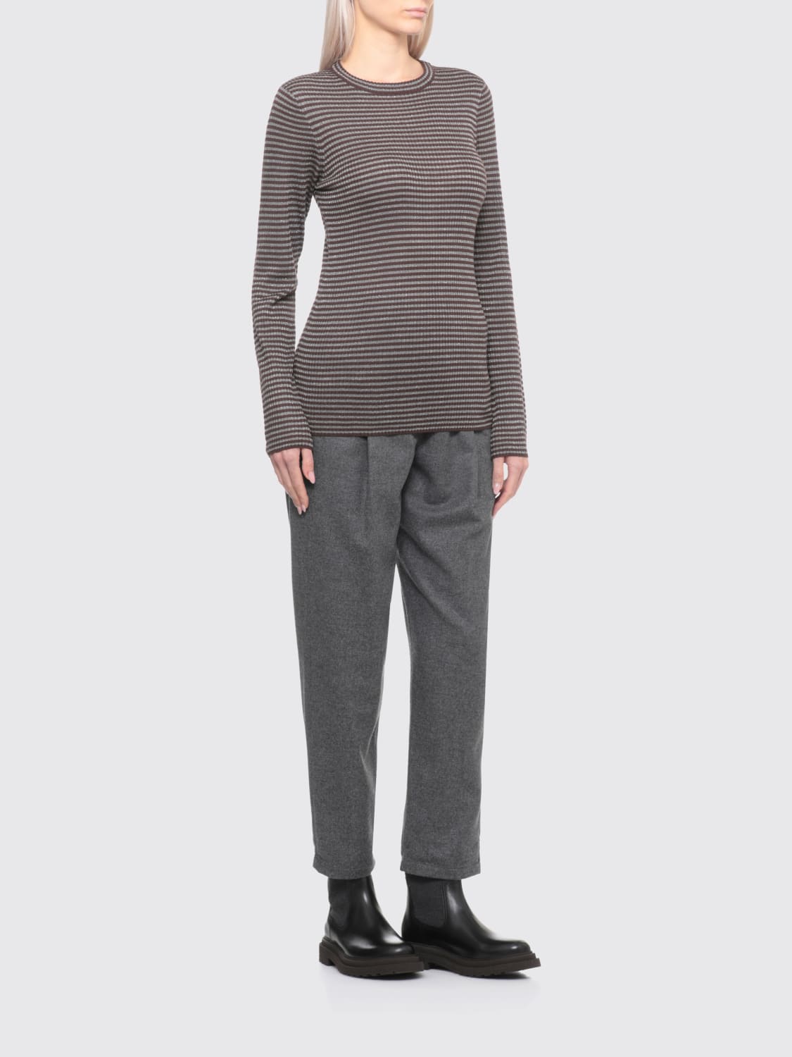 BRUNELLO CUCINELLI 毛衣: 毛衣 女士 Brunello Cucinelli, 棕色 - Img 2