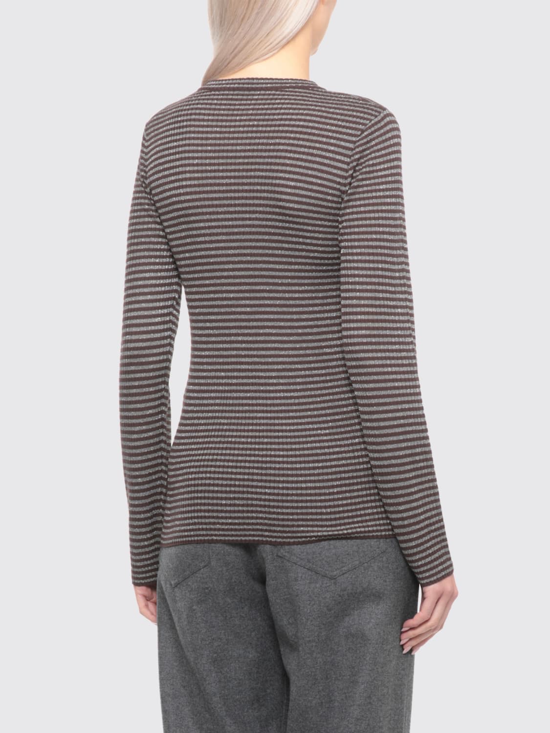 BRUNELLO CUCINELLI 毛衣: 毛衣 女士 Brunello Cucinelli, 棕色 - Img 3