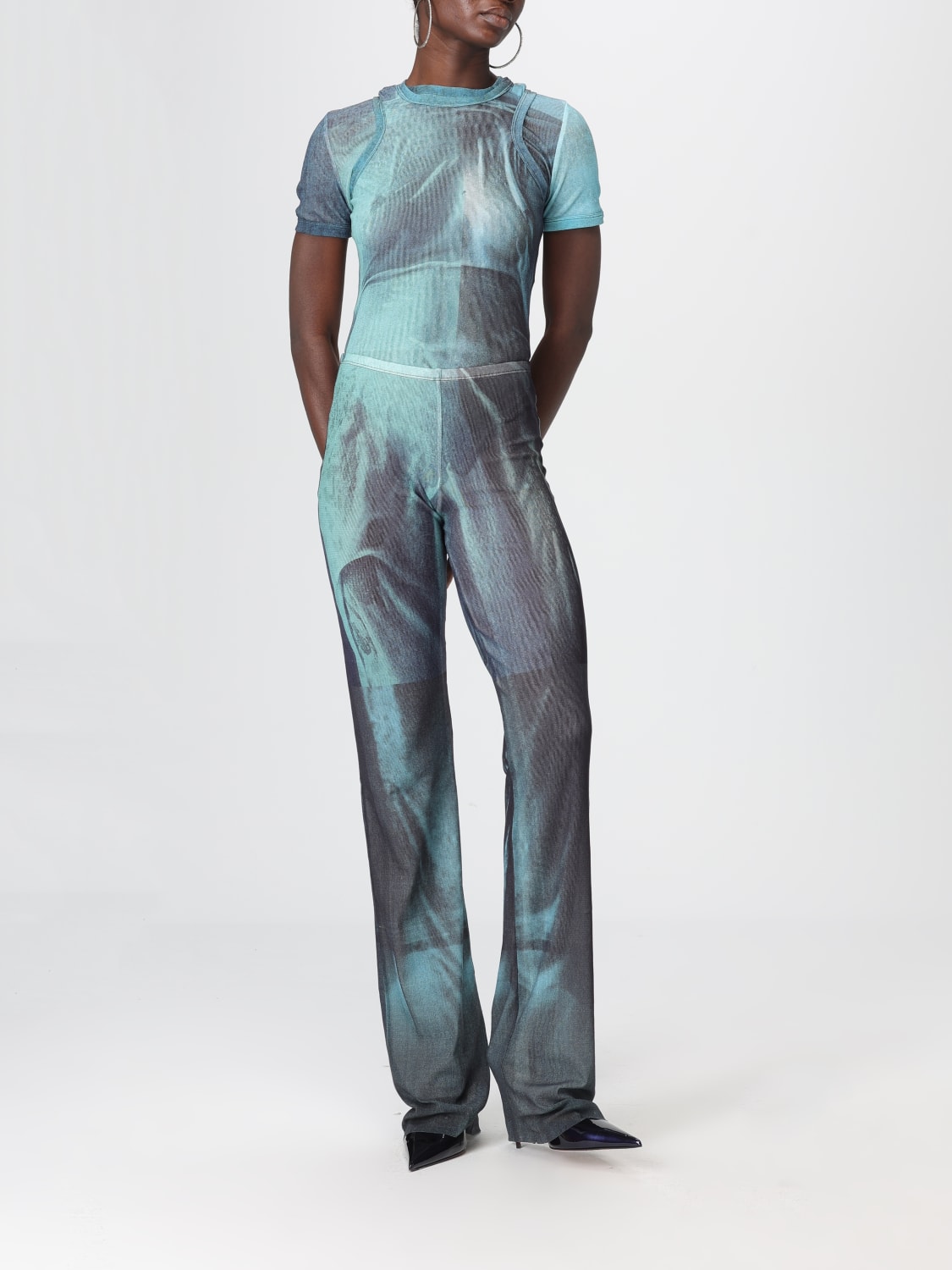 JEAN PAUL GAULTIER 裤子: 裤子 女士 Jean Paul Gaultier, 靛蓝色 - Img 2