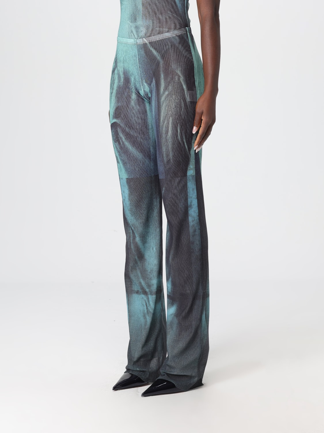 JEAN PAUL GAULTIER 裤子: 裤子 女士 Jean Paul Gaultier, 靛蓝色 - Img 4