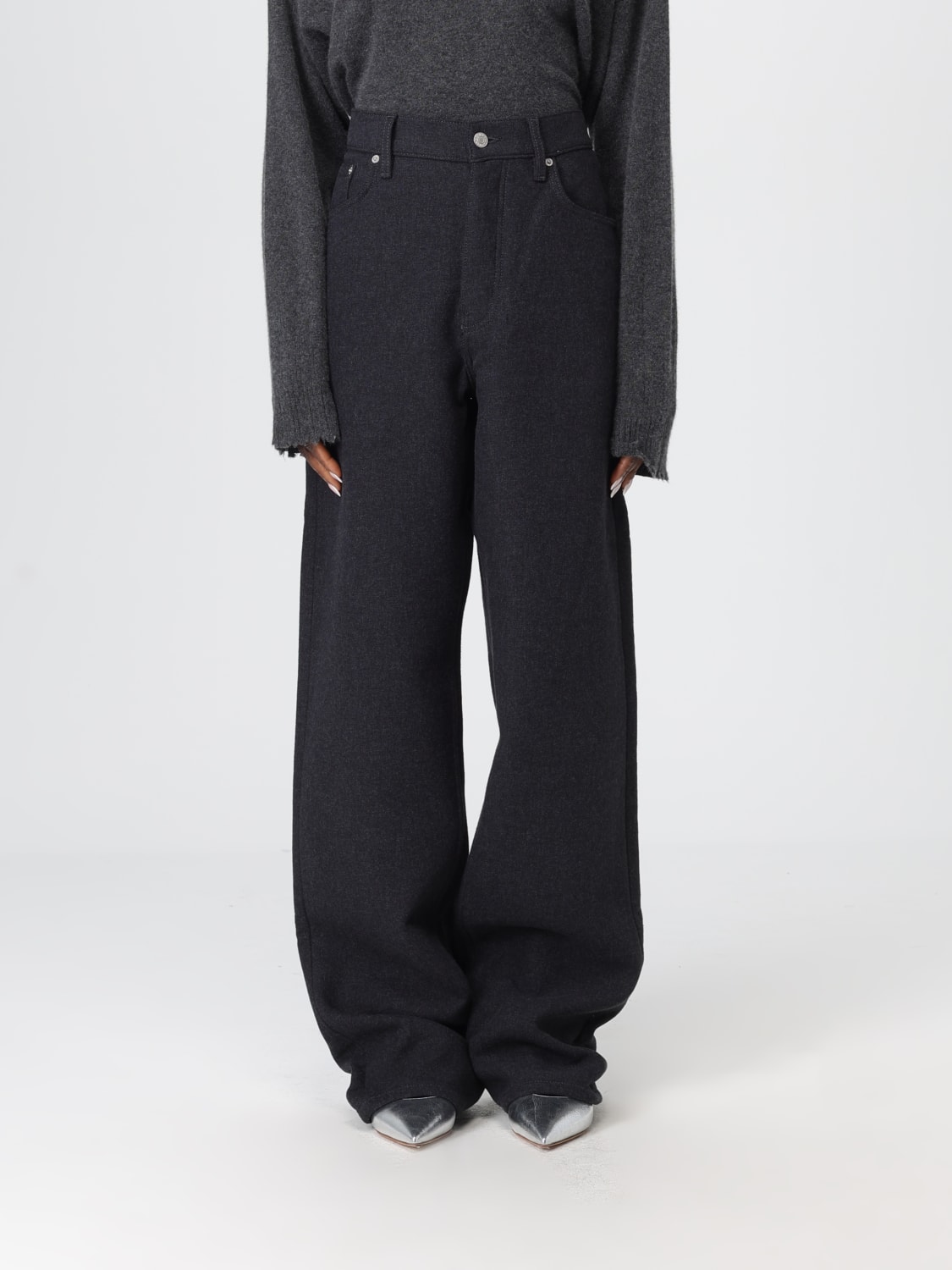DRIES VAN NOTEN PANTALONI: Pantalone straight Dries Van Noten in misto cotone , Grigio - Img 1