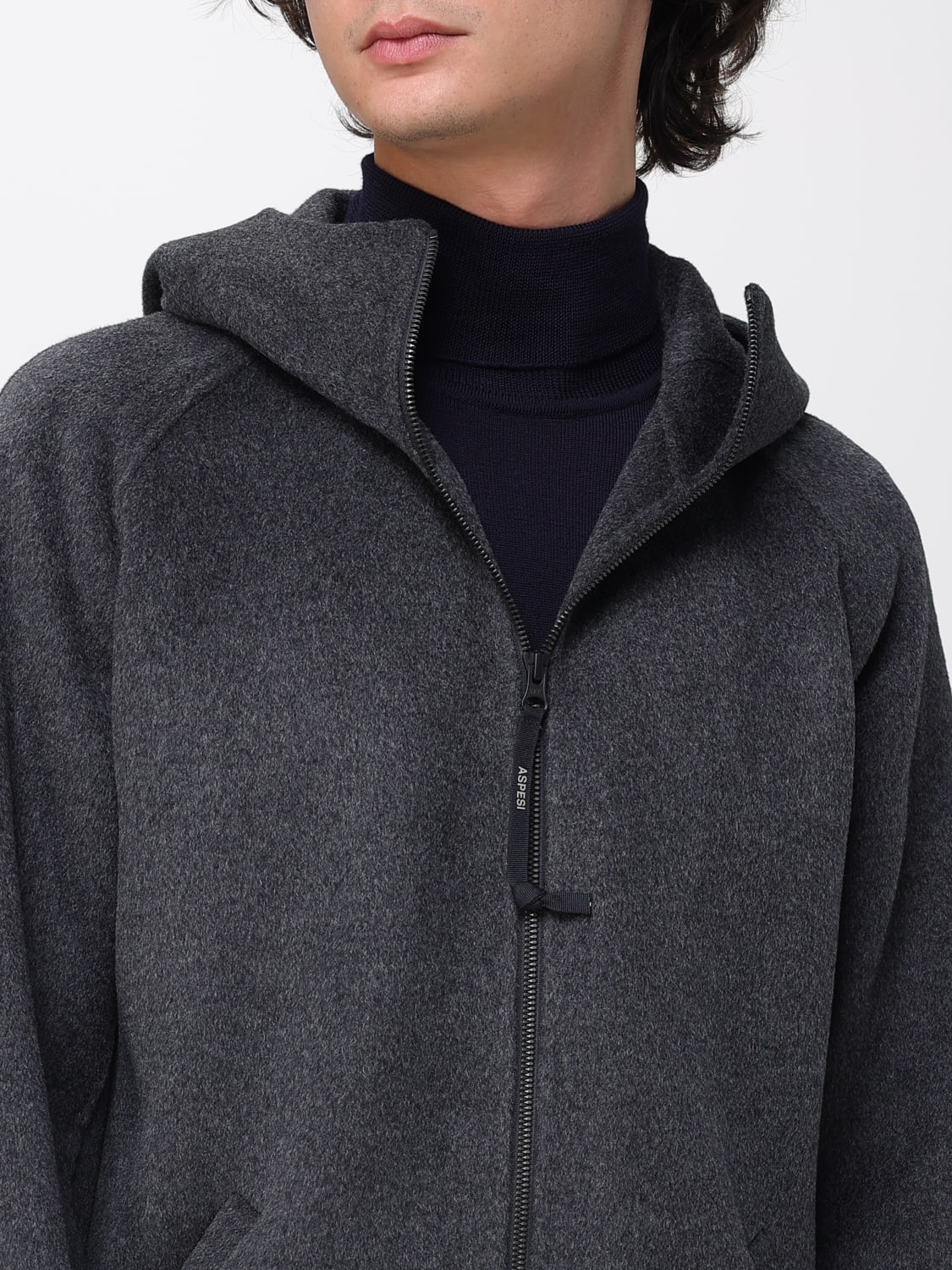 ASPESI MANTEL: Mantel herren Aspesi, Charcoal - Img 4