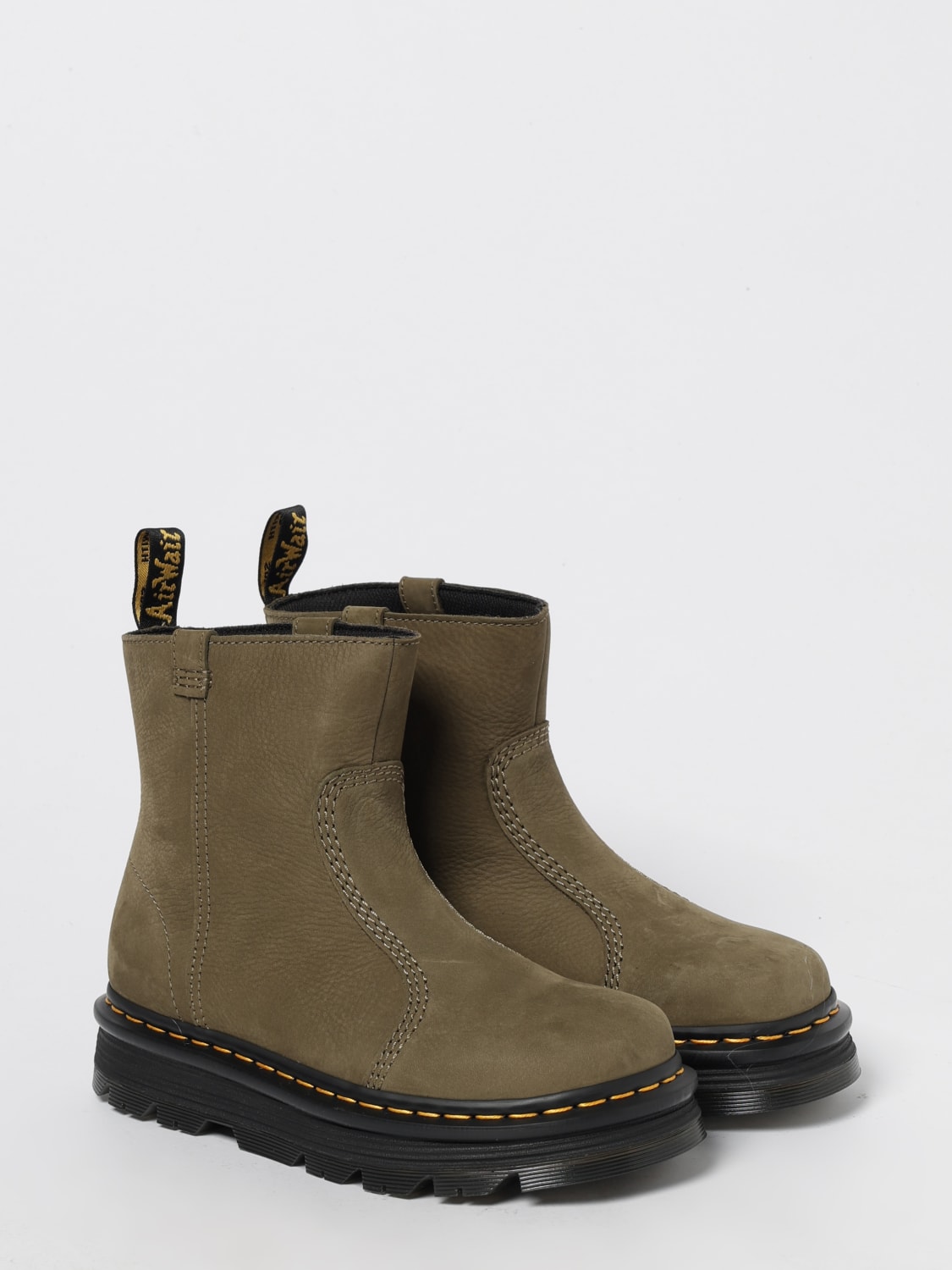 DR. MARTENS BOOTS: Flat ankle boot woman Dr. Martens, Green - Img 2