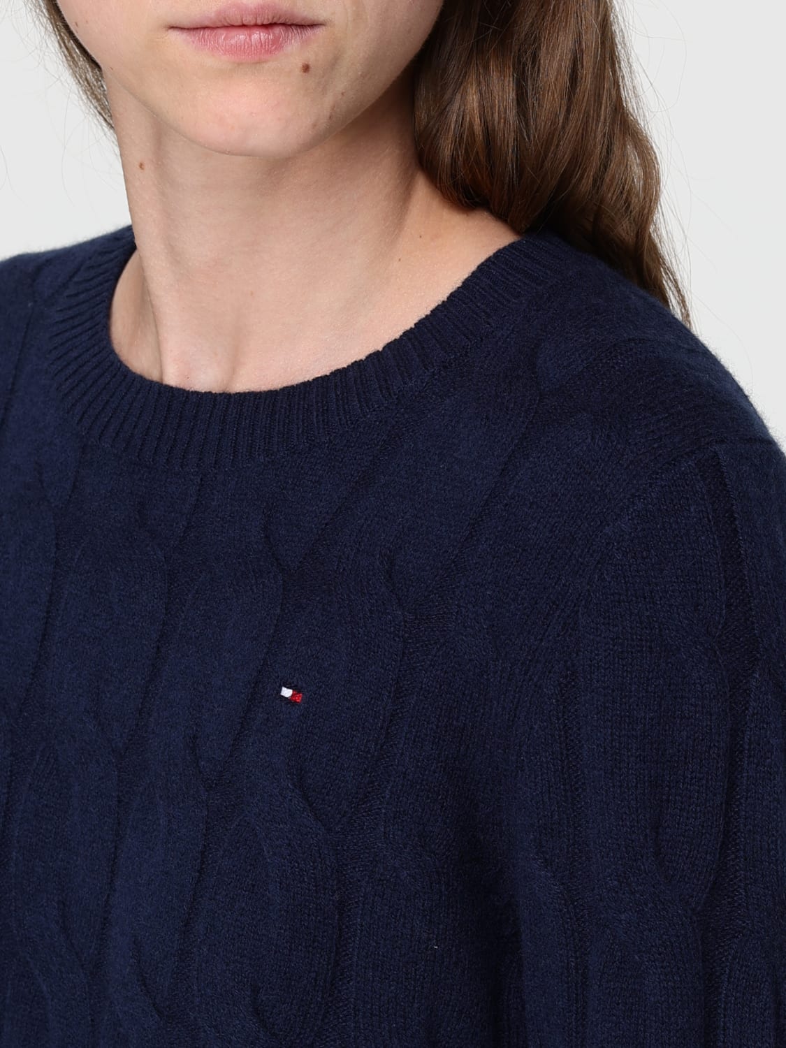 TOMMY HILFIGER MAGLIA: Pullover Tommy Hilfiger in lana riciclata tricot , Blue - Img 3