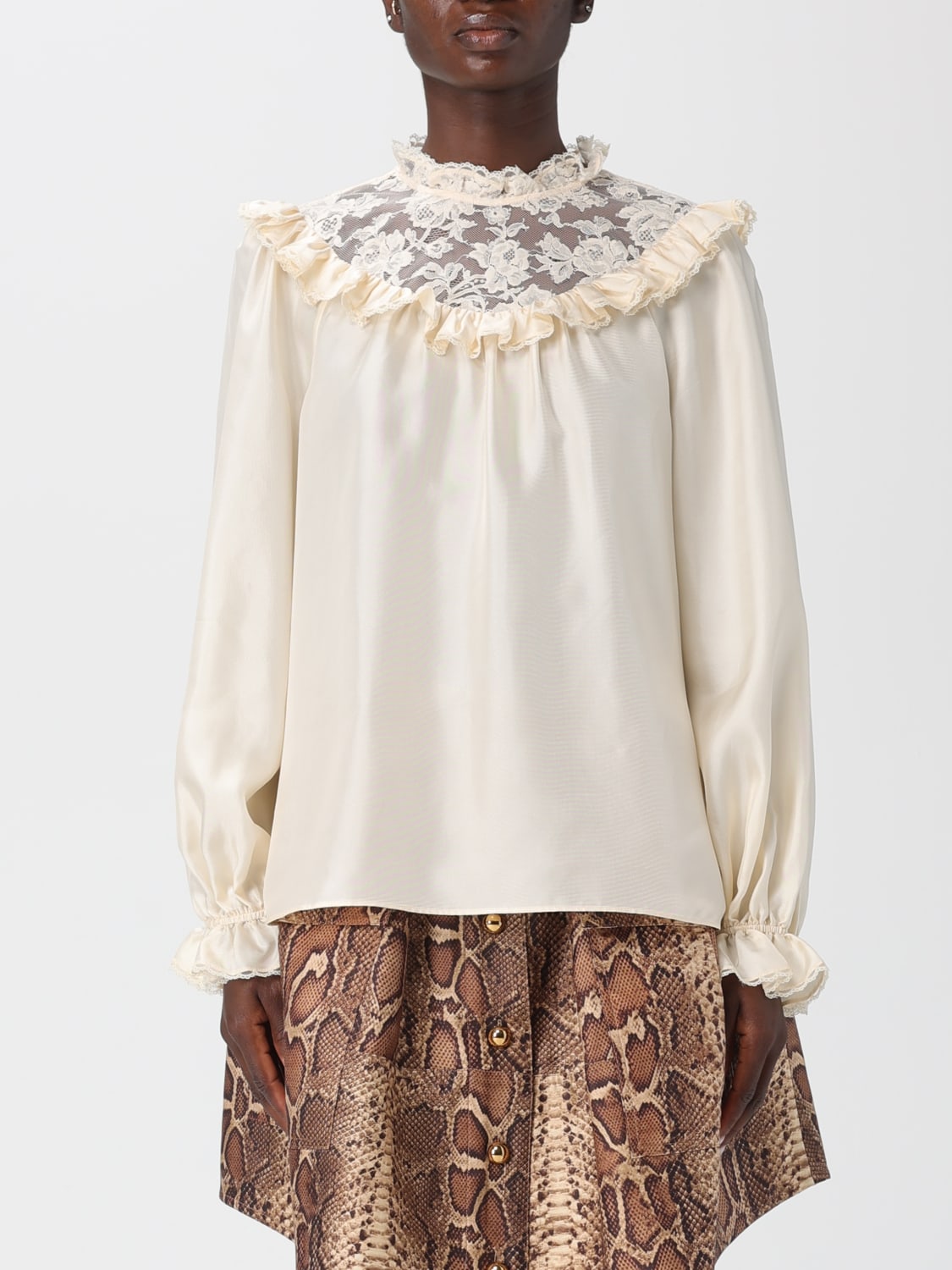 ZIMMERMANN TOP: Top Zimmermann in seta con inserti in pizzo , Beige - Img 1