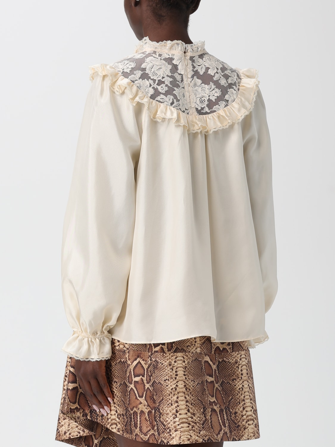 ZIMMERMANN TOP: Top Zimmermann in seta con inserti in pizzo , Beige - Img 3