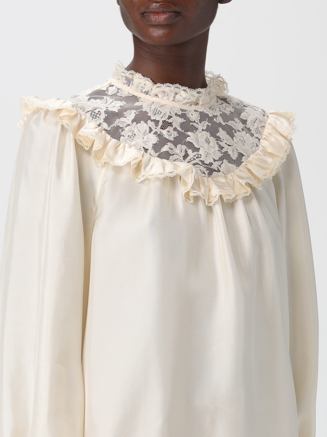 ZIMMERMANN TOP: Top Zimmermann in seta con inserti in pizzo , Beige - Img 4