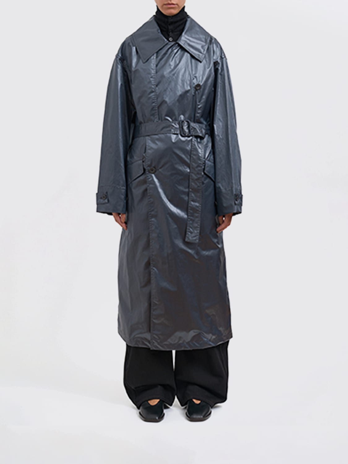 LEMAIRE GIACCA: Trench doppiopetto Lemaire in misto cotone , Blue - Img 1