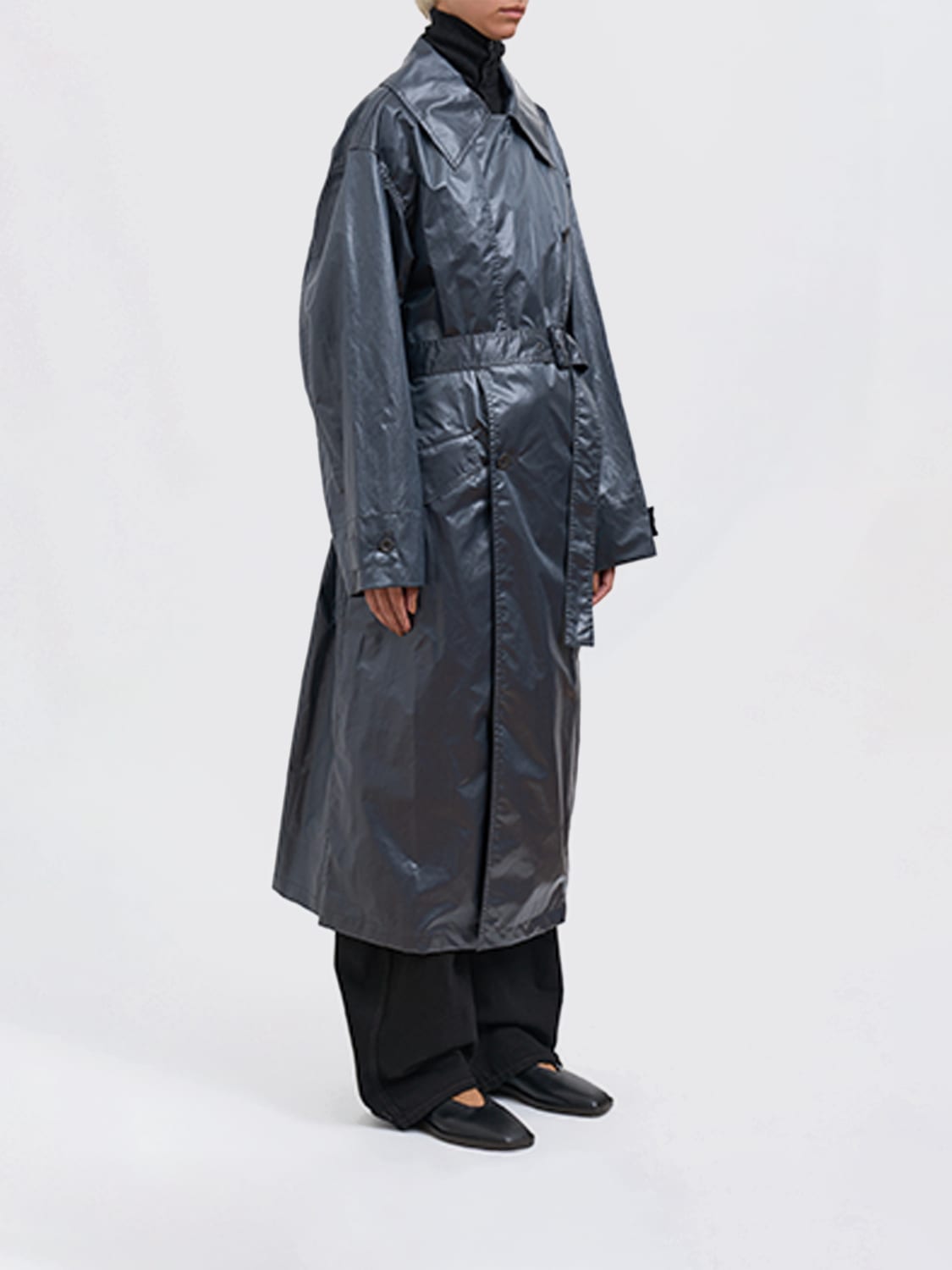 LEMAIRE GIACCA: Trench doppiopetto Lemaire in misto cotone , Blue - Img 3