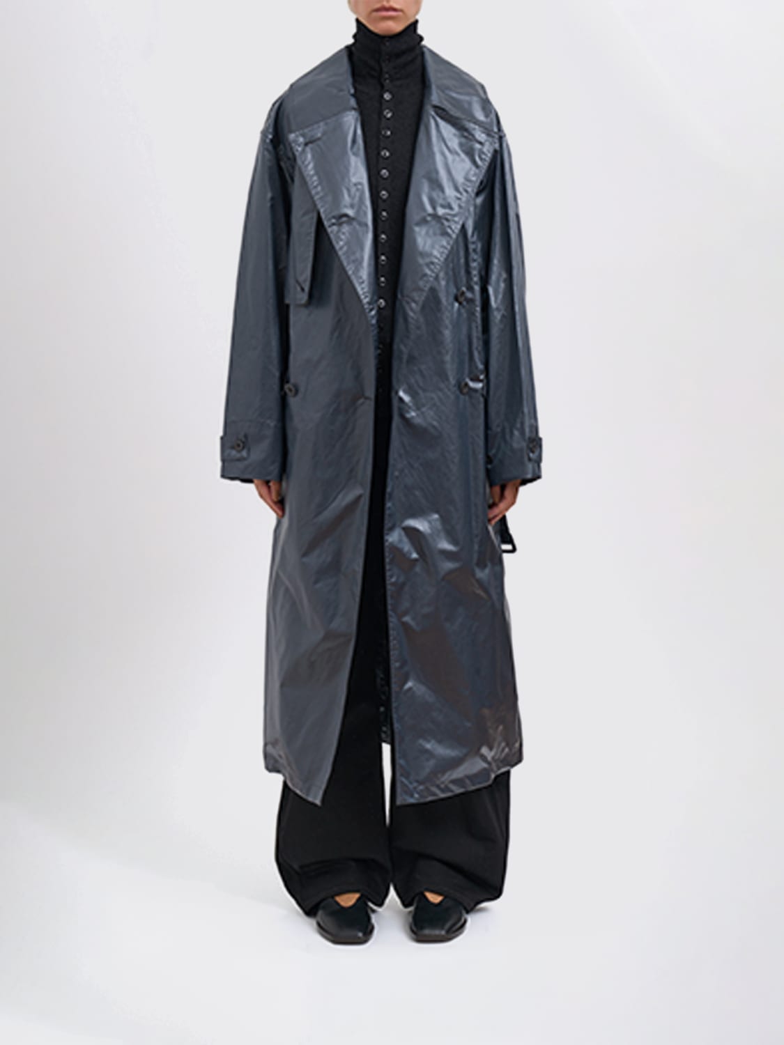 LEMAIRE GIACCA: Trench doppiopetto Lemaire in misto cotone , Blue - Img 4