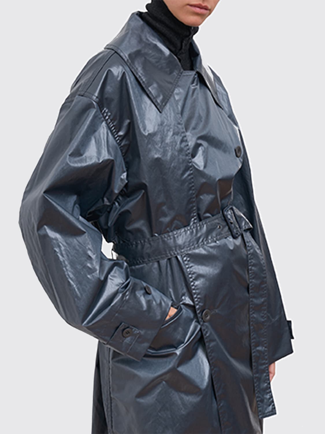 LEMAIRE GIACCA: Trench doppiopetto Lemaire in misto cotone , Blue - Img 5