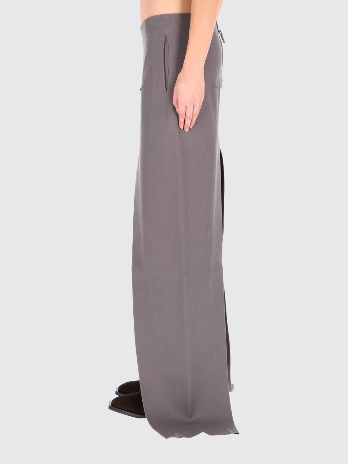 RICK OWENS GONNA: Gonna asimmetrica Rick Owens in lana vergine , Polvere - Img 4