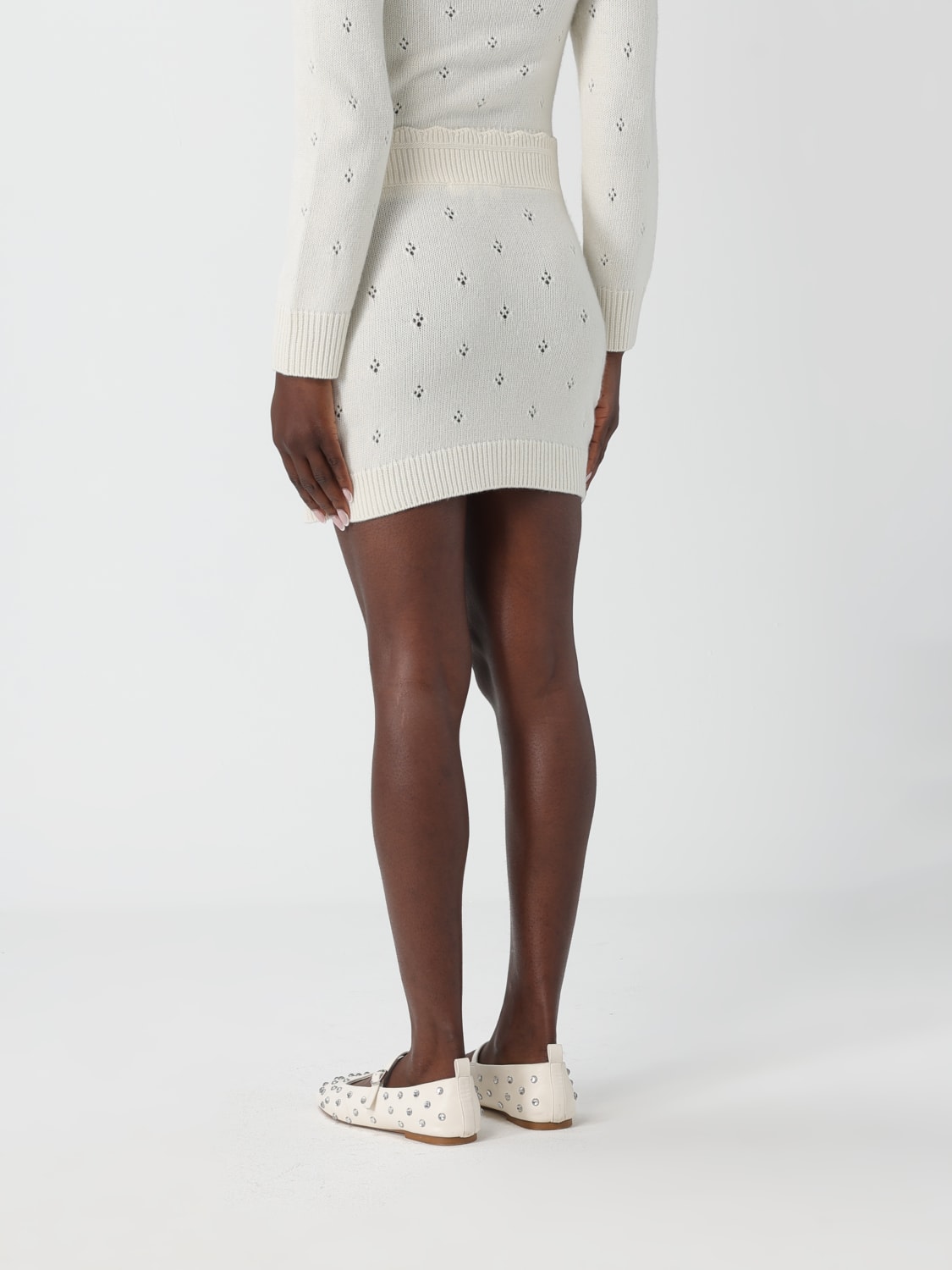 CHLOÉ GONNA: Gonna in lana e cashmere Chloé, Bianco - Img 3