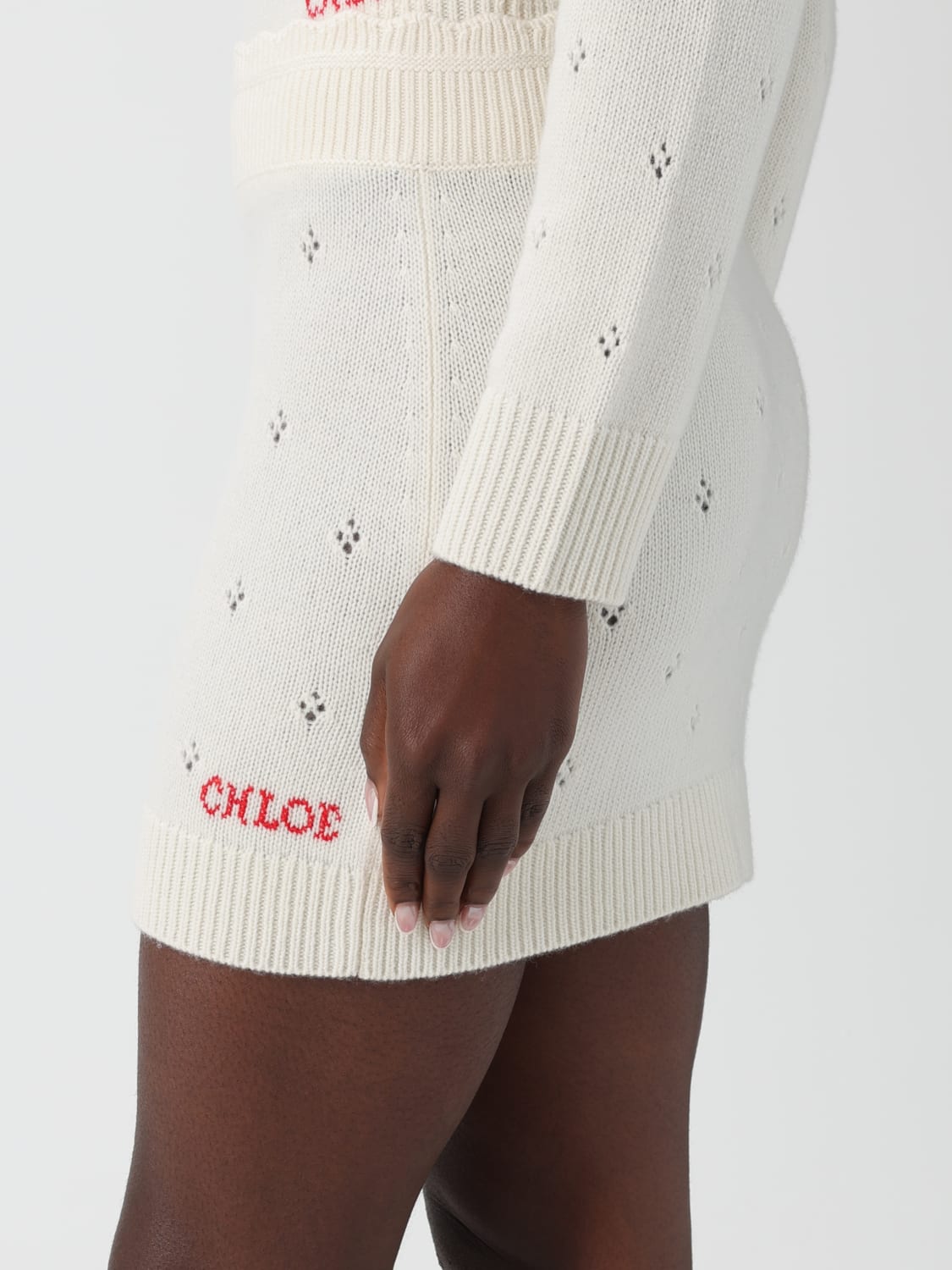 CHLOÉ GONNA: Gonna in lana e cashmere Chloé, Bianco - Img 5