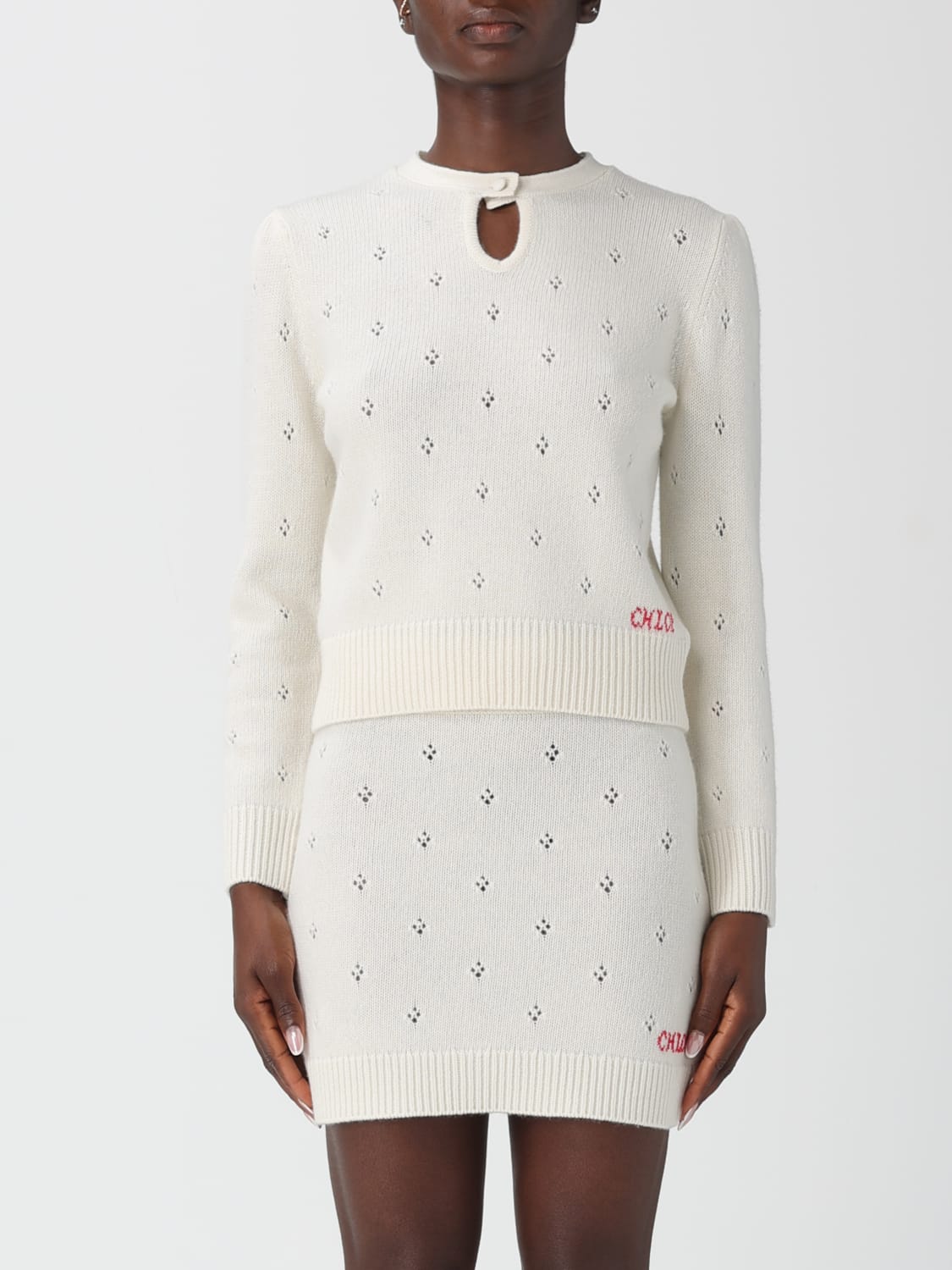 CHLOÉ SWEATER: Chloé wool and cashmere sweater, White - Img 1