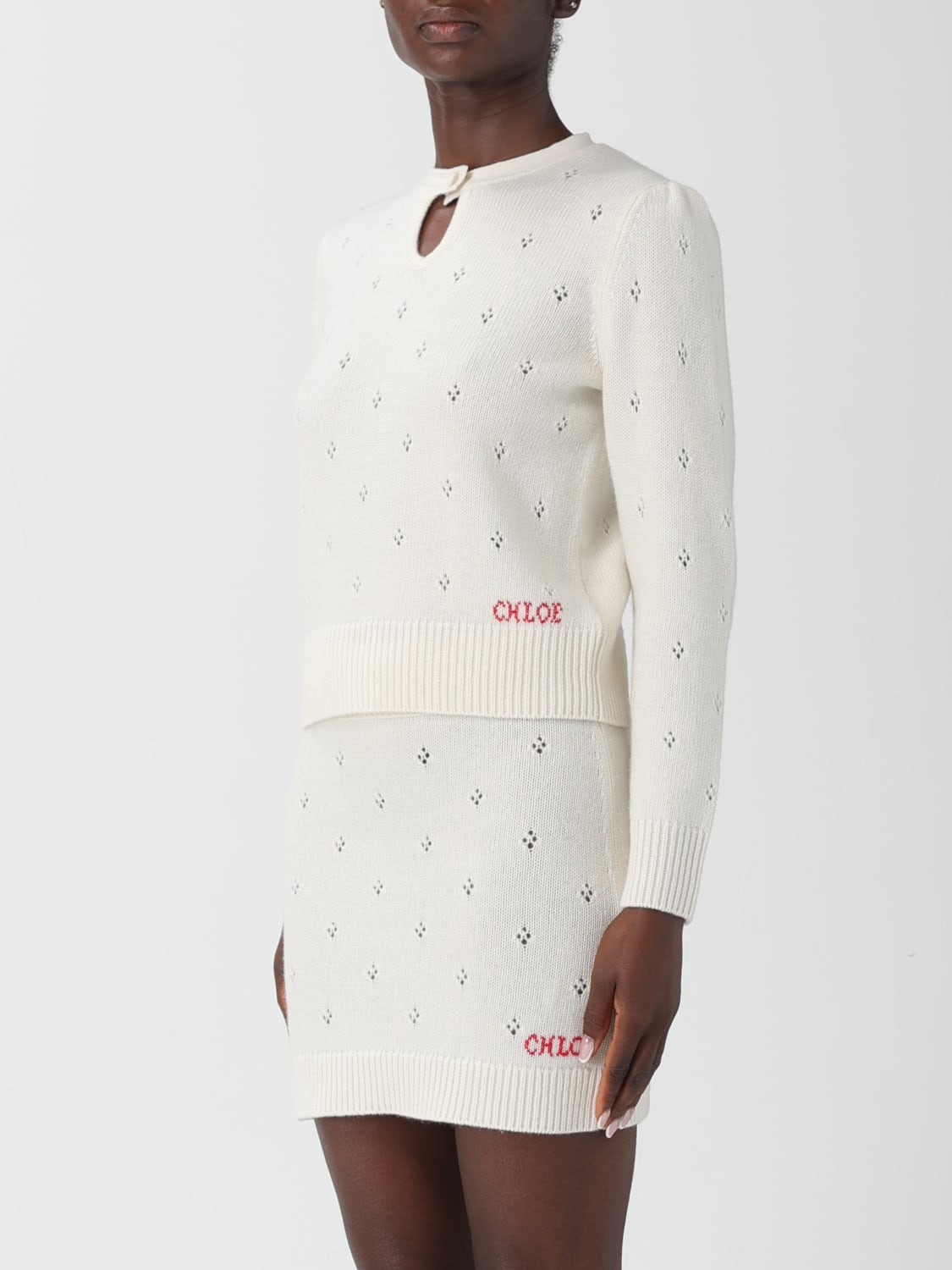 CHLOÉ SWEATER: Chloé wool and cashmere sweater, White - Img 4