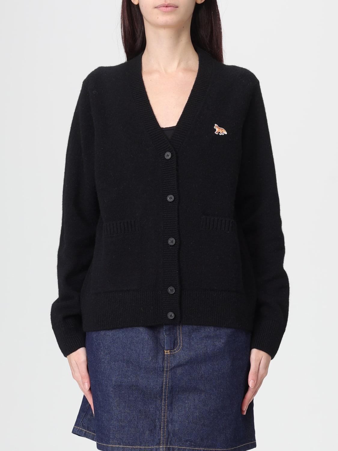 MAISON KITSUNÉ SWEATER: Cardigan woman Maison KitsunÉ, Black - Img 1