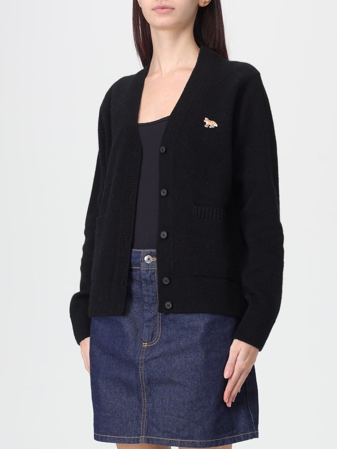 MAISON KITSUNÉ SWEATER: Cardigan woman Maison KitsunÉ, Black - Img 3