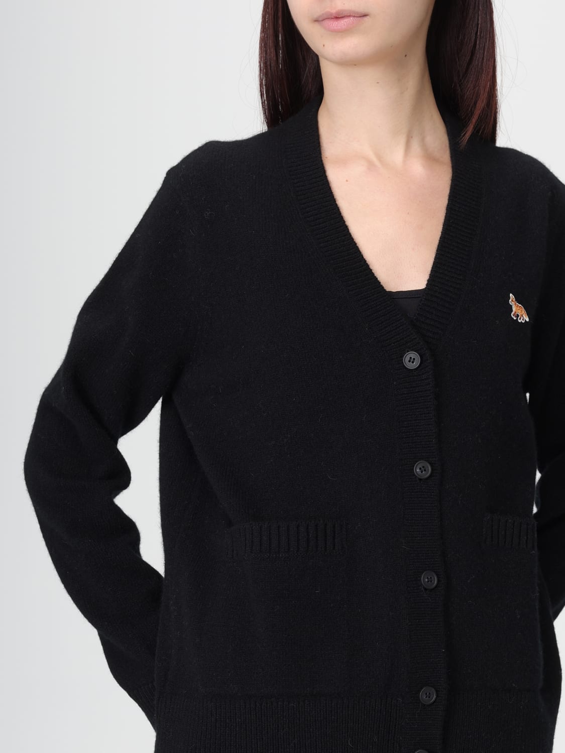 MAISON KITSUNÉ SWEATER: Cardigan woman Maison KitsunÉ, Black - Img 4