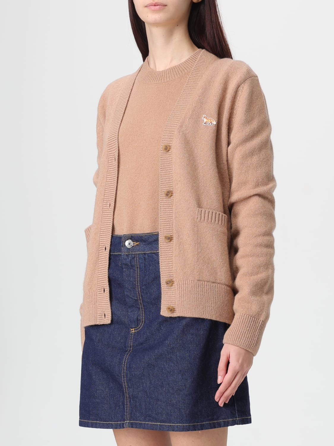 MAISON KITSUNÉ JERSEY: Cárdigan mujer Maison KitsunÉ, Marrón - Img 4